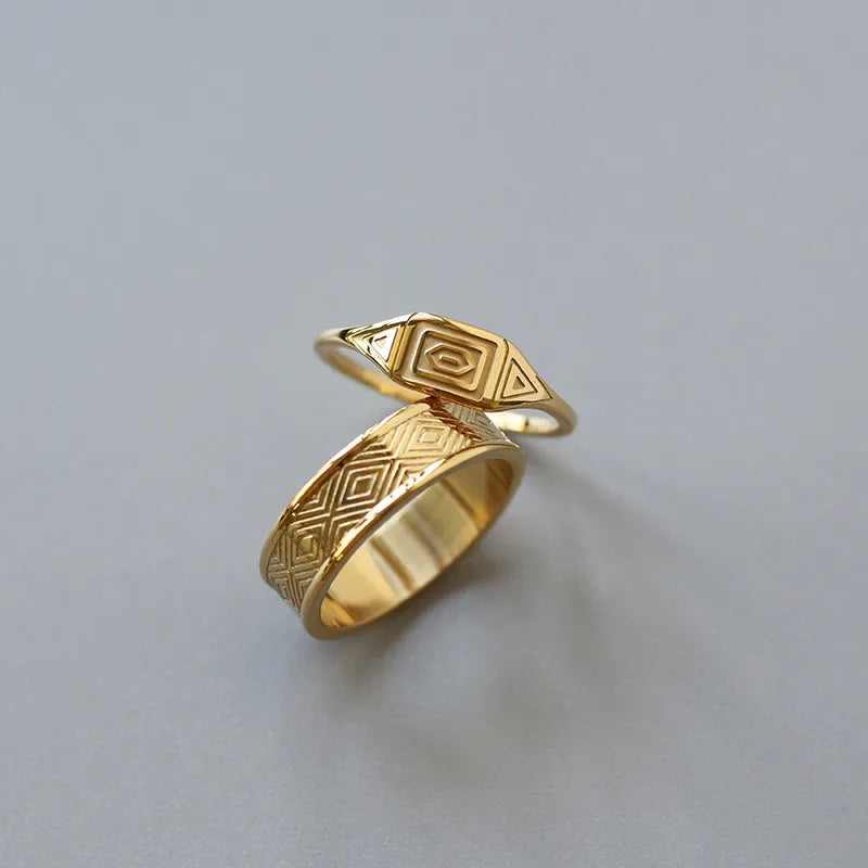 Aztec Styled Gold Ring