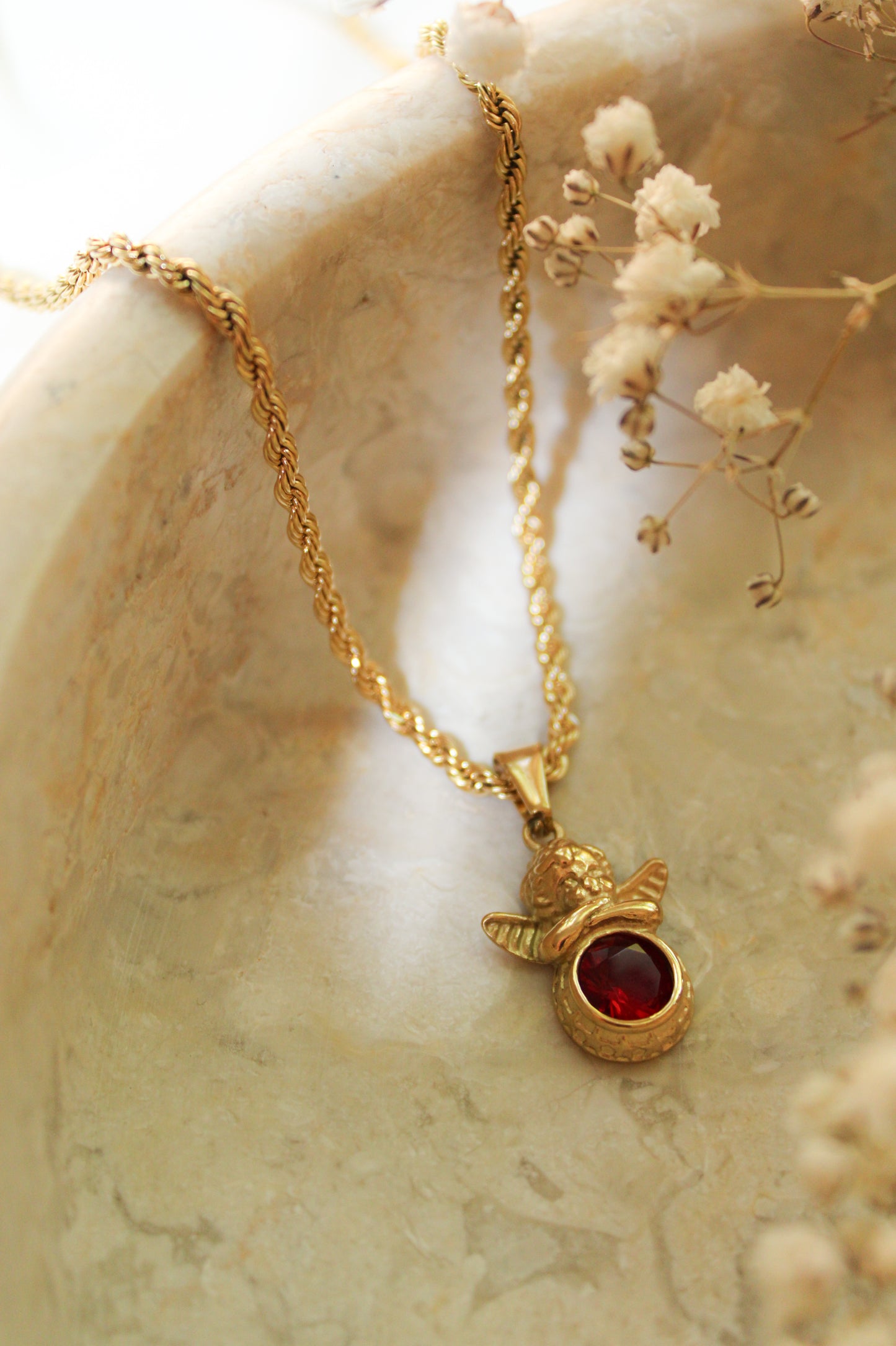 Cherub Necklace (Ruby)