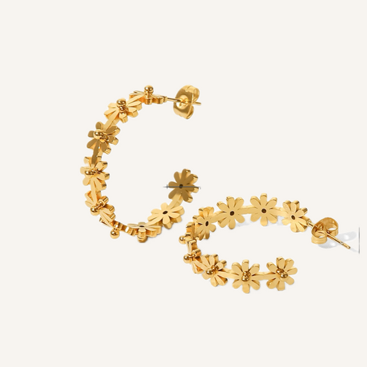 Gold Daisy Hoops