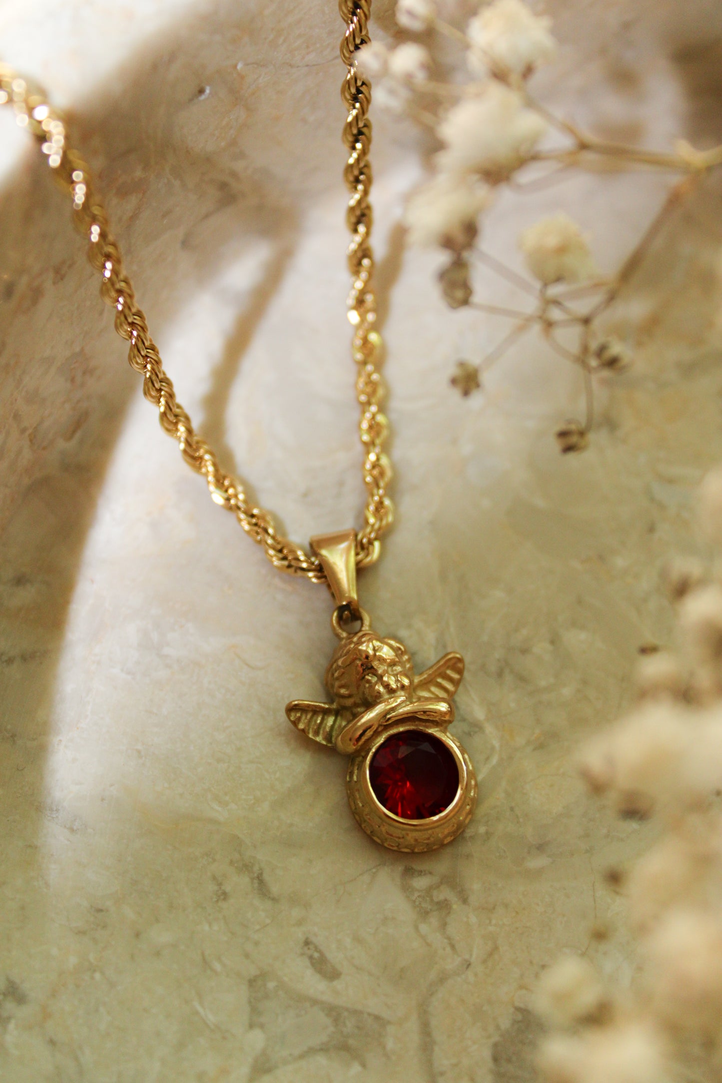 Cherub Necklace (Ruby)