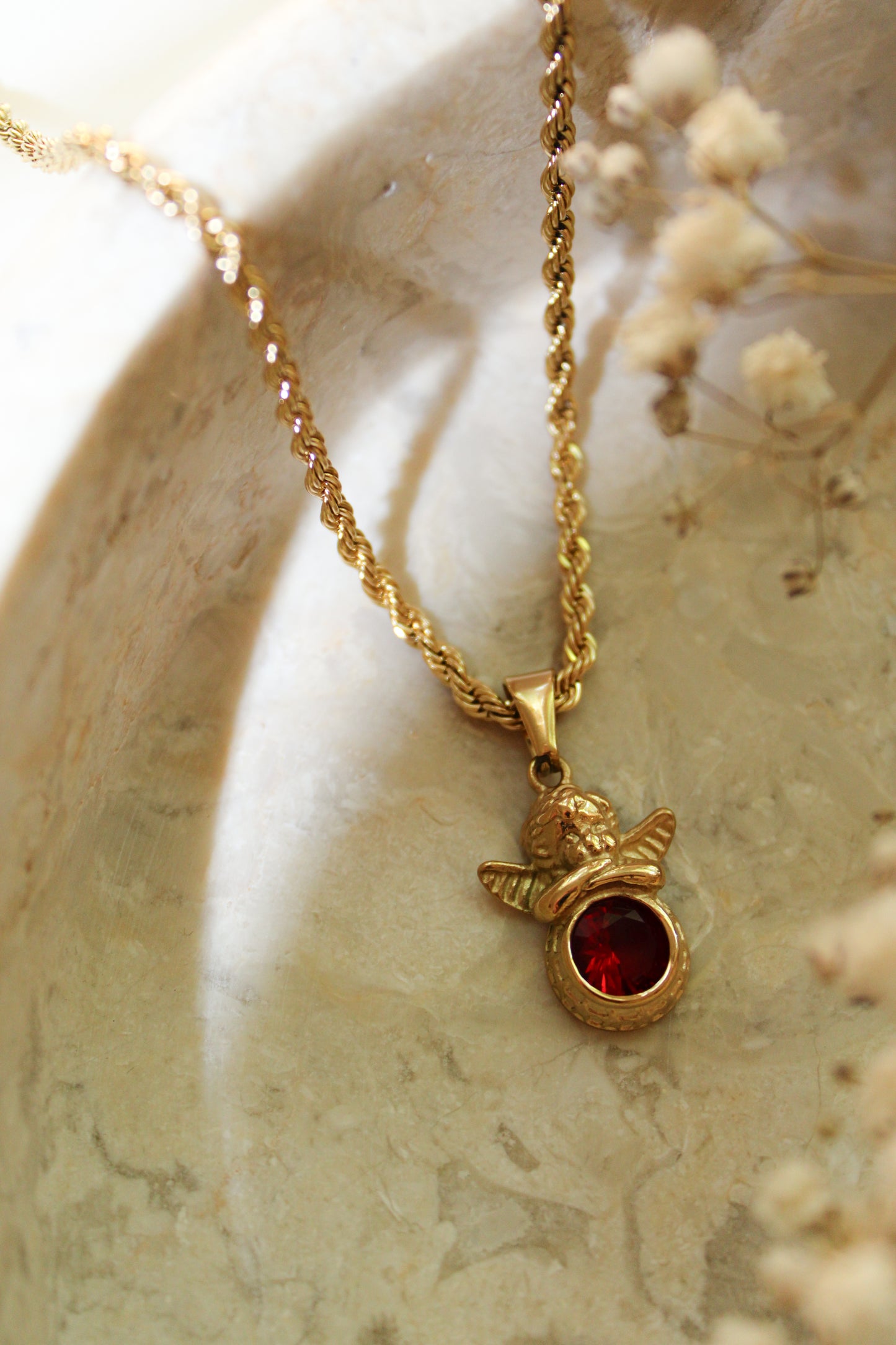 Cherub Necklace (Ruby)