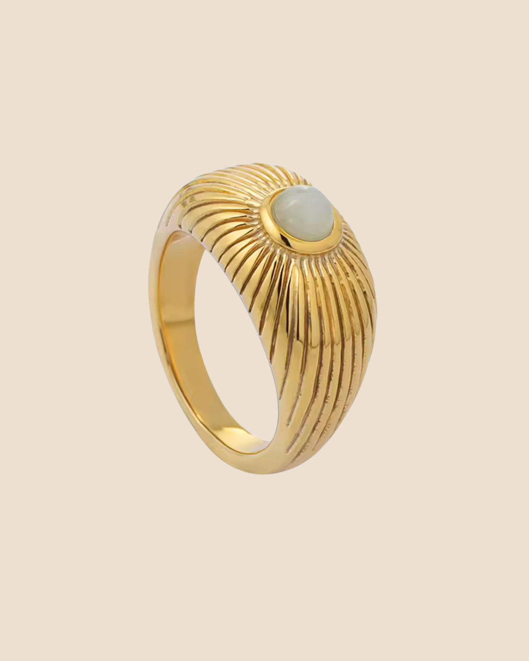 Thick Ribbed Jade Ring