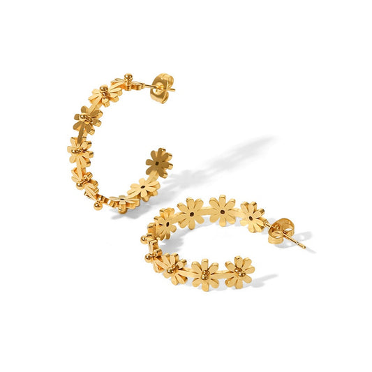 Gold Daisy Hoops