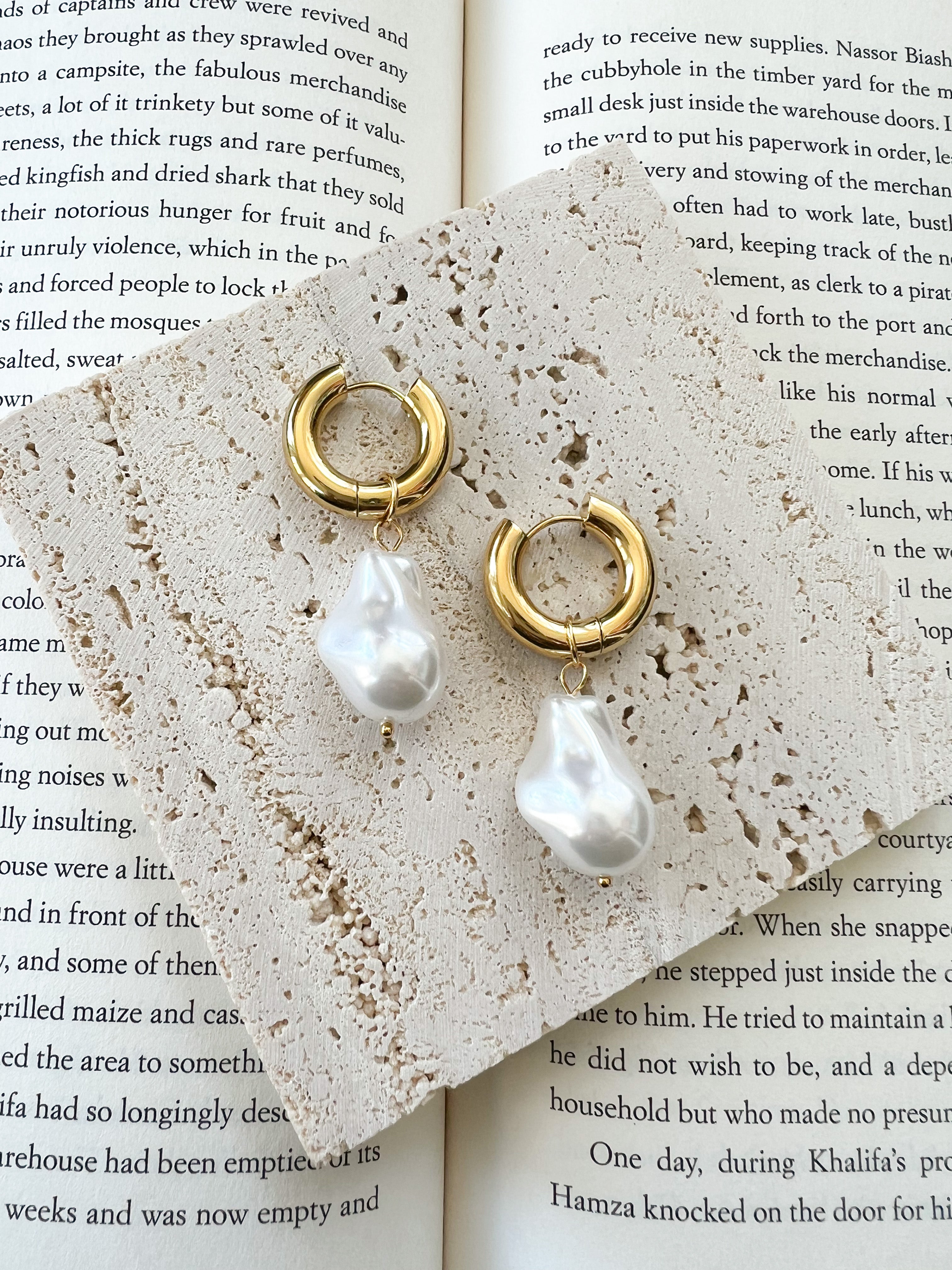 Pearl Drop Hoops