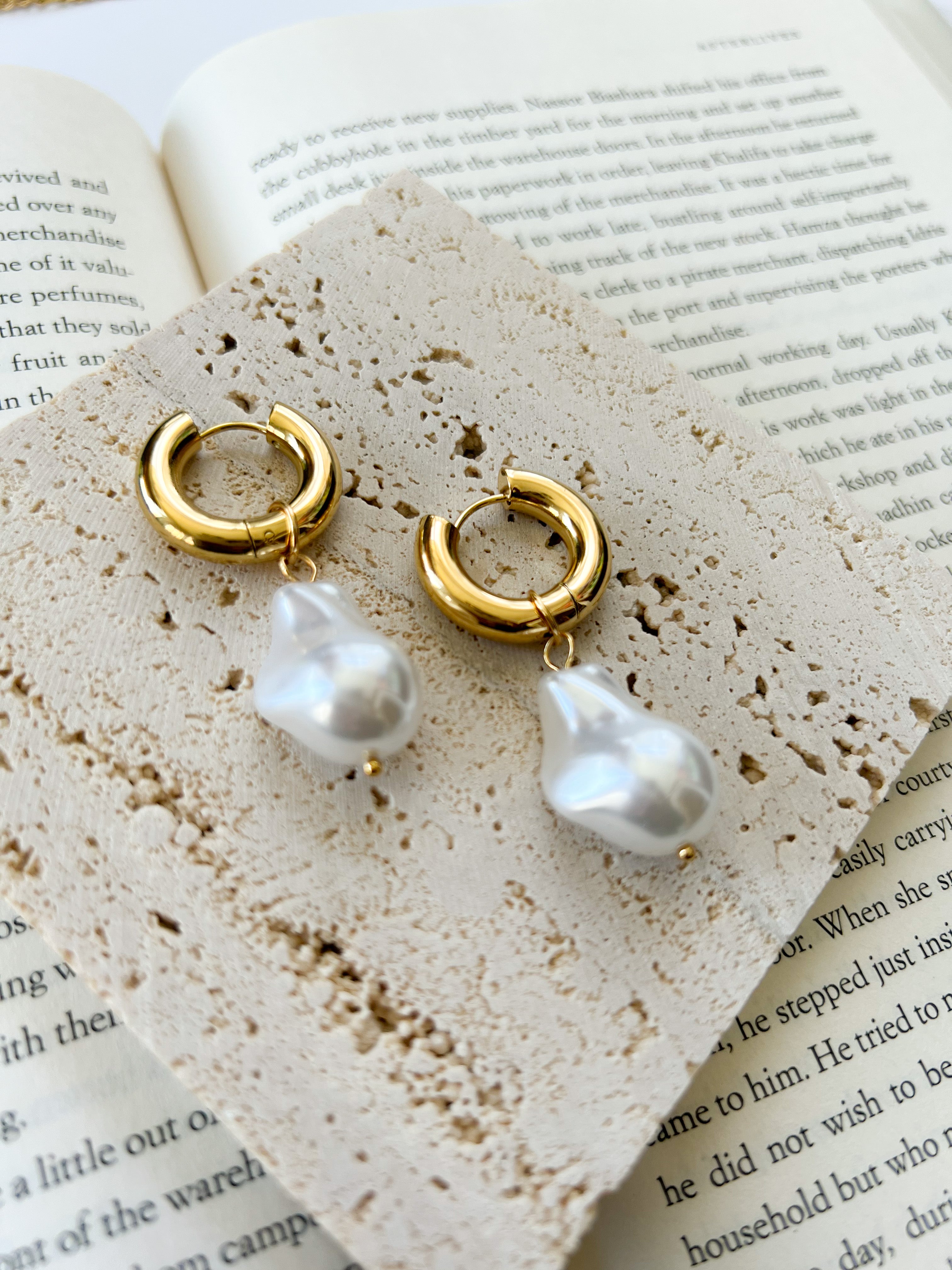 Pearl Drop Hoops