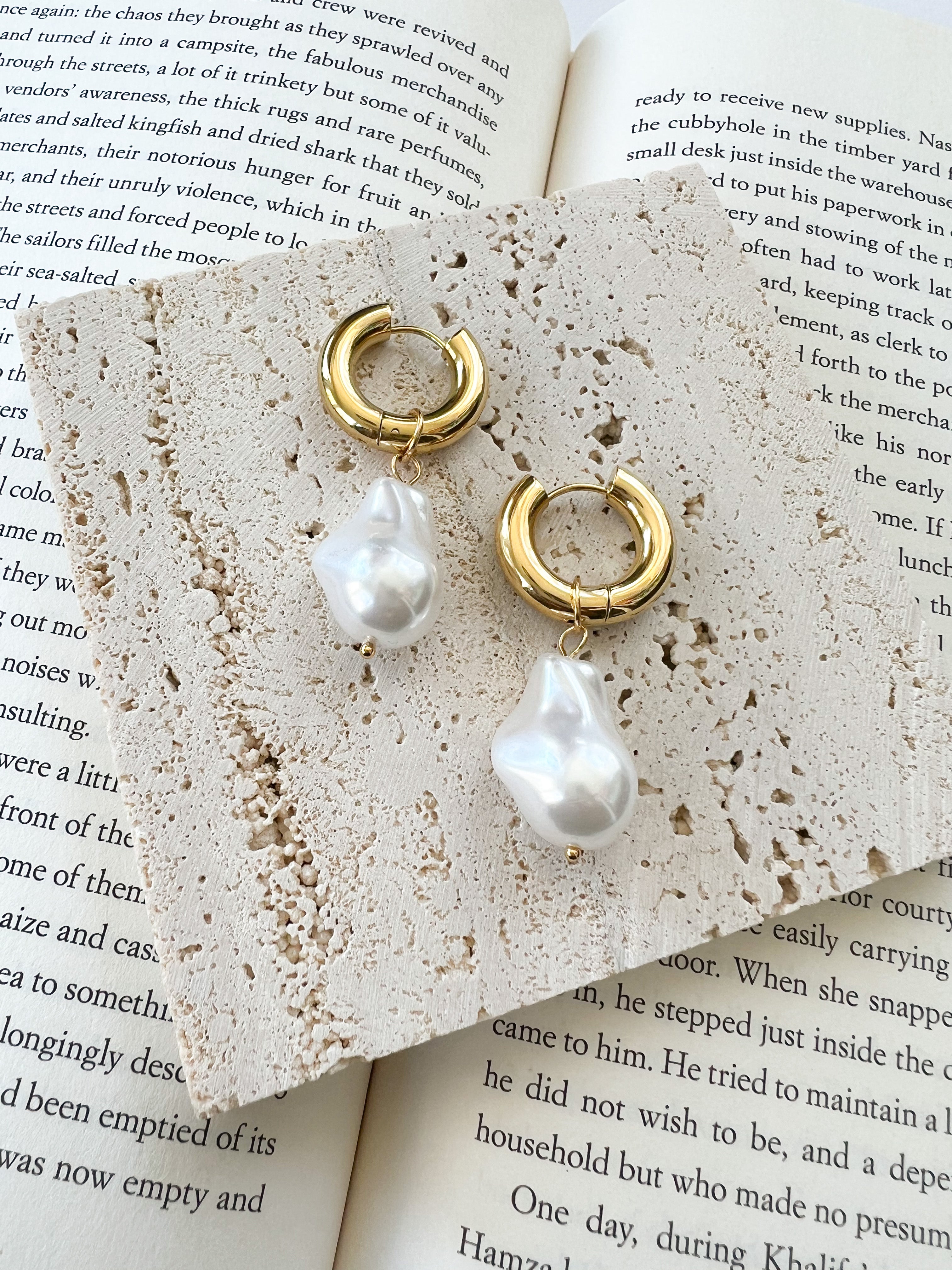 Pearl Drop Hoops