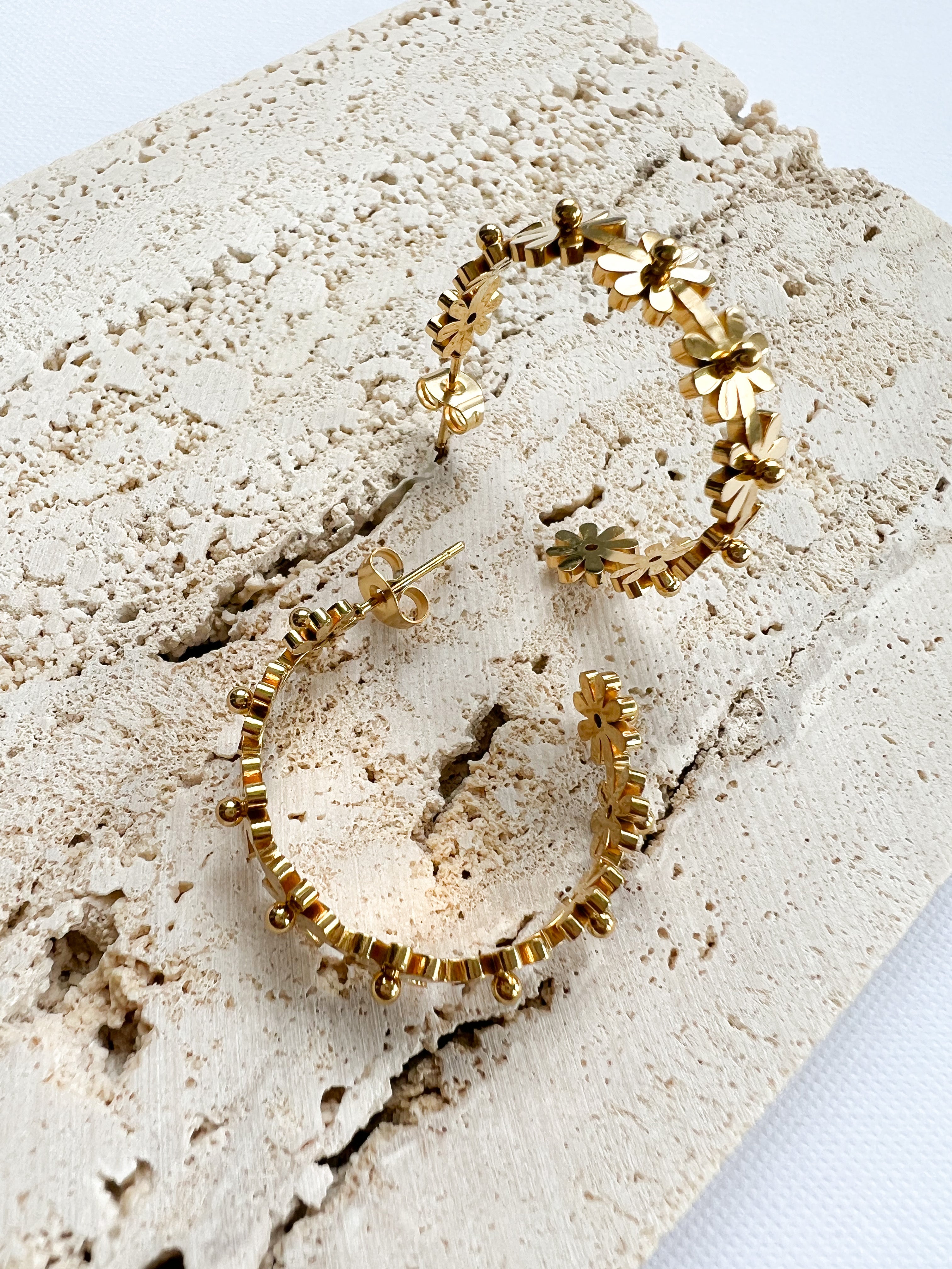 Gold Daisy Hoops