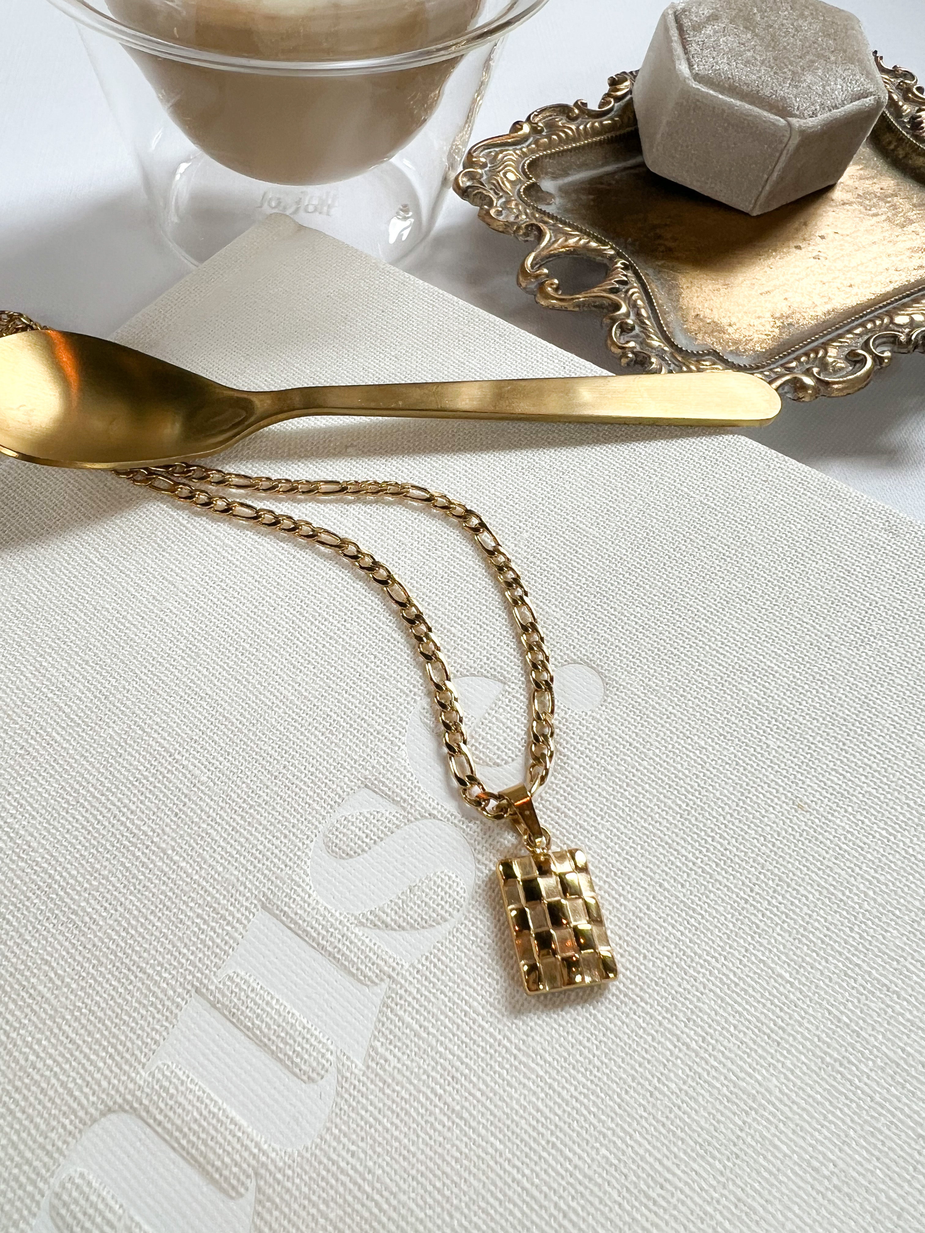 Checkered Pendant Necklace